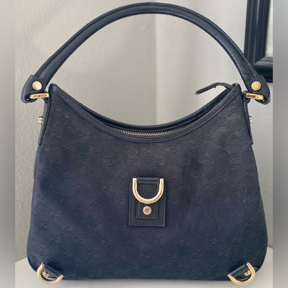 Gucci “Abbey” D-Ring Hobo Black Monogram Canvas - Picture 2 of 9